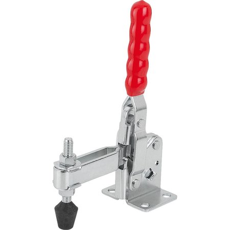 KIPP Toggle Clamp Vertical Std, Horizontal Foot F2=4000, Adjustable Clamping Spind M10X85, Steel Electro K1255.004000